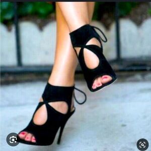 Aquazzura black suede sexy thing heels.  Size 40 (9.5 US).  4” heel.